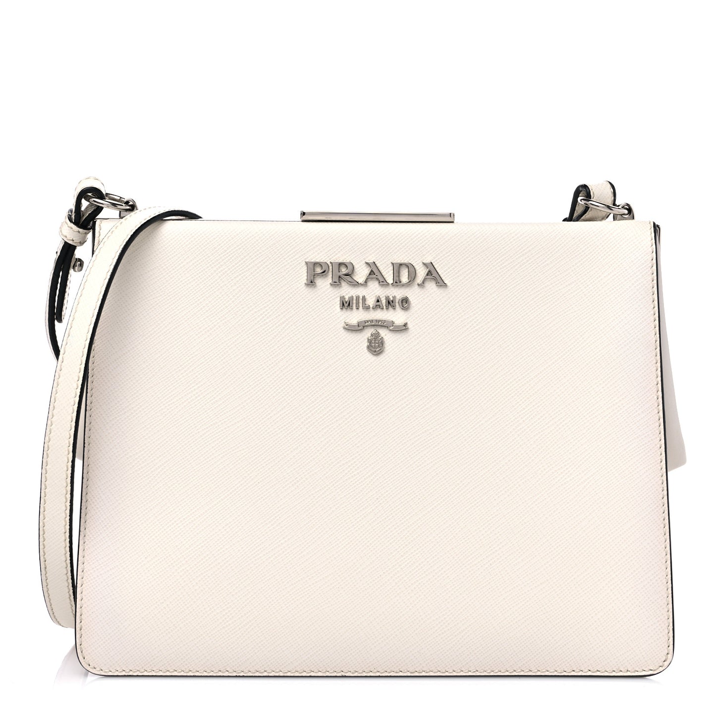 Saffiano City Calfskin Light Frame Bag White
