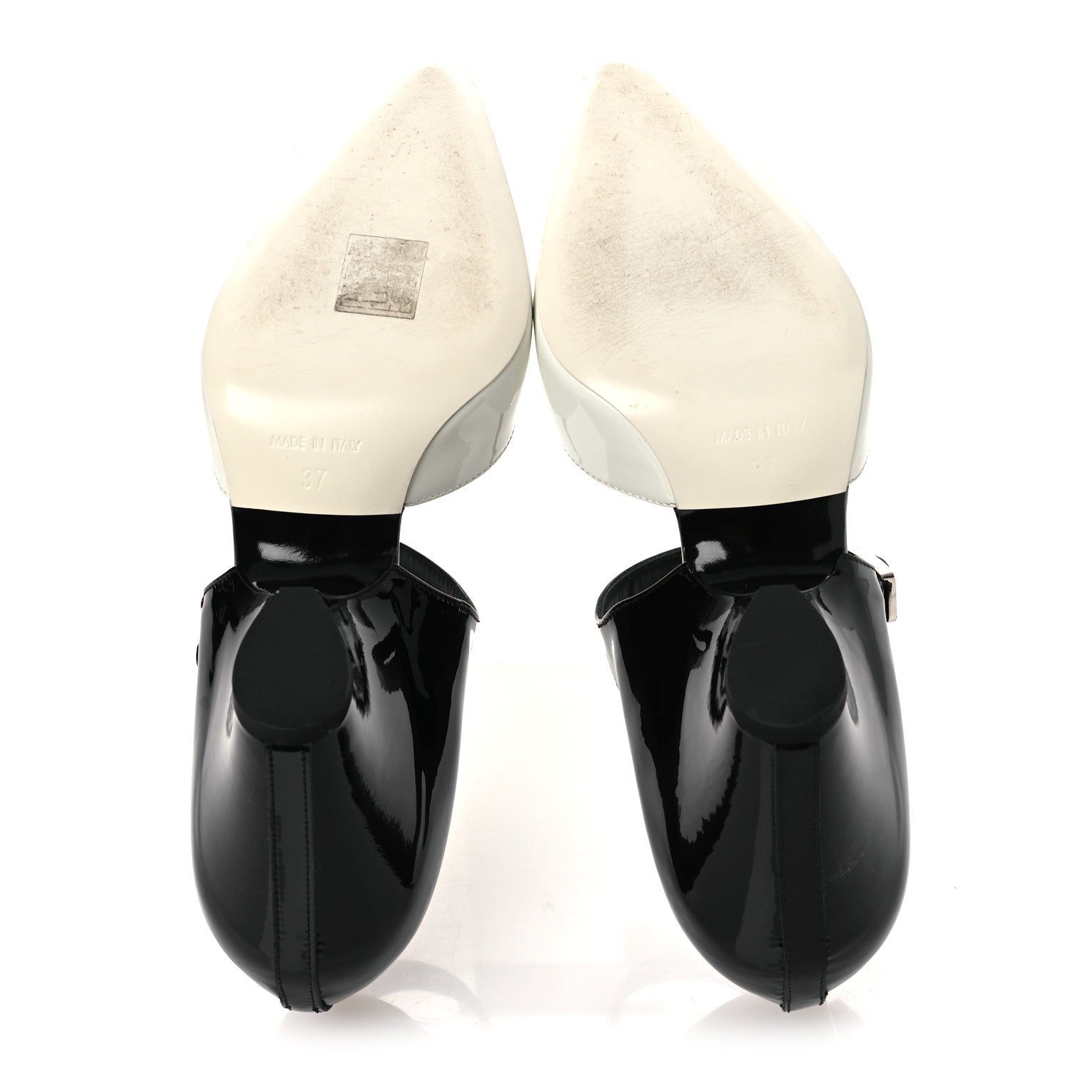 Chanel Patent Calfskin CC Pumps 37 White Black 7 of 12