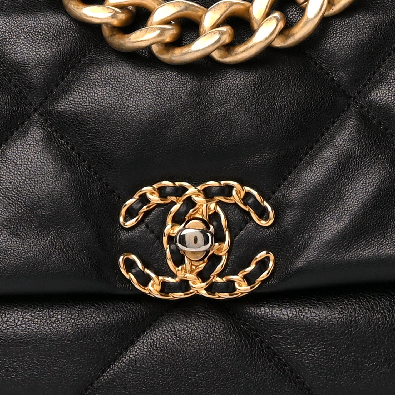 Chanel Shiny Goatskin Quilted Large Chanel 19 Flap Black 8 of 10