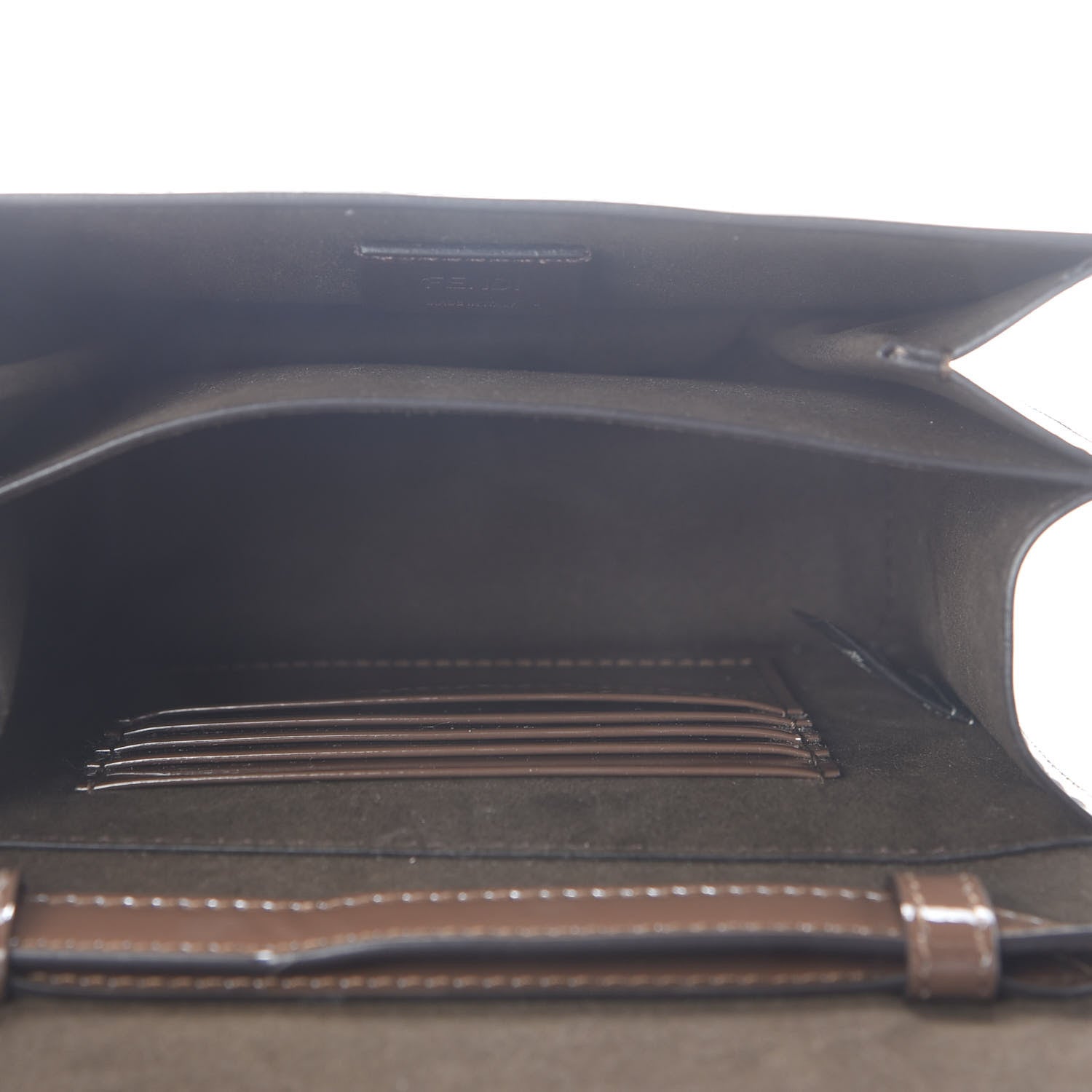 Fendi Vitello Vernice Mou Karligraphy Crossbody Bag Ebano 4 of 9