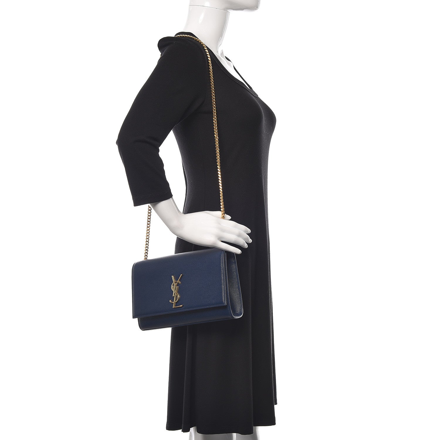 Saint Laurent Grain De Poudre Medium Classic Monogram Kate Satchel Denim Blue 2 of 9
