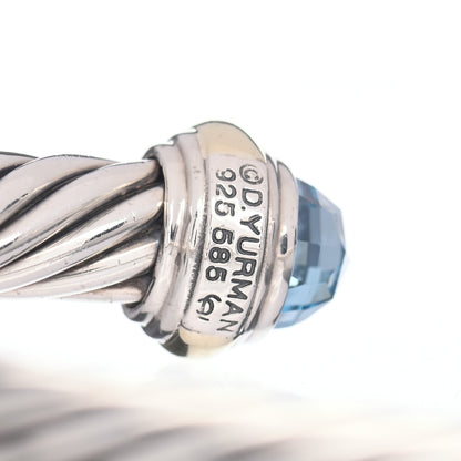 David Yurman Sterling Silver 14K Yellow Gold Blue Topaz 7mm Cable Classics Bracelet 4 of 4