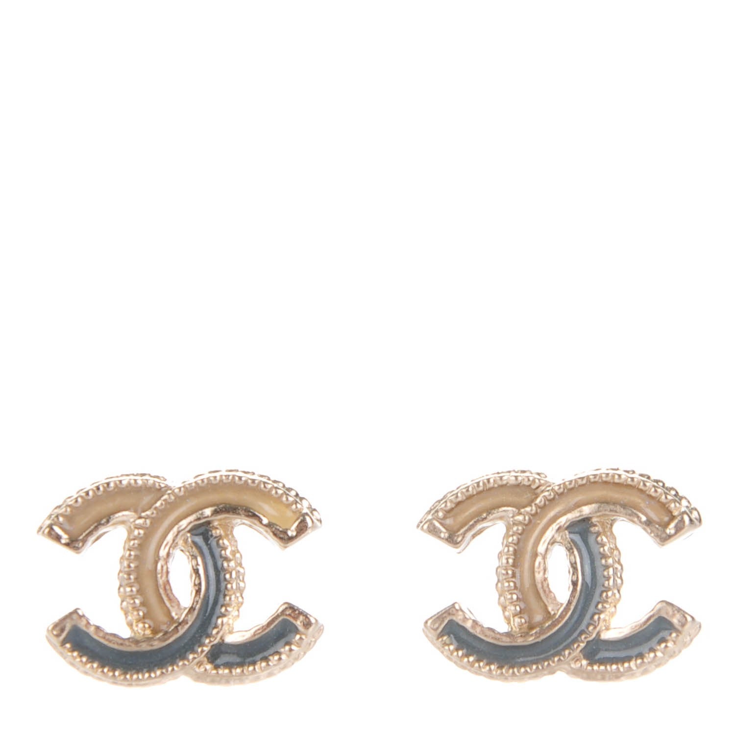 Chanel Glitter Enamel CC Earrings Gold 1 of 5