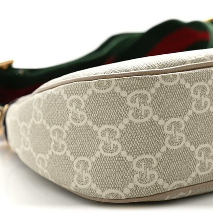 Gucci GG Supreme Monogram Textured Dollar Calfskin Web Small Ophidia GG Handbag Beige Mystic White Oatmeal 9 of 10