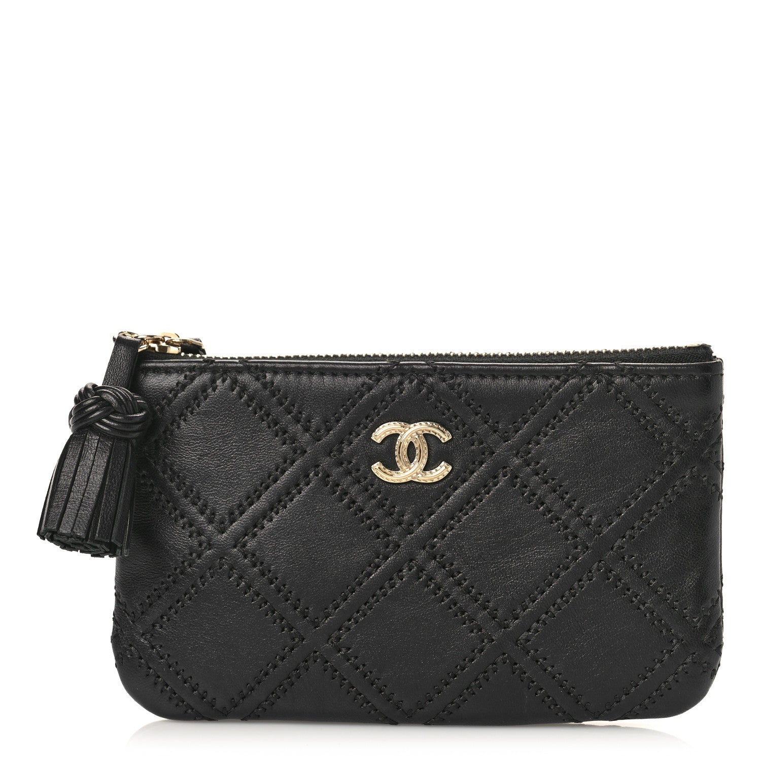 Chanel Lambskin Stitched Small Cosmetic Case Black 1 of 9