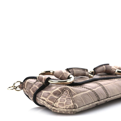 Gucci Crocodile Horsebit 1921 Clutch Light Brown 10 of 12