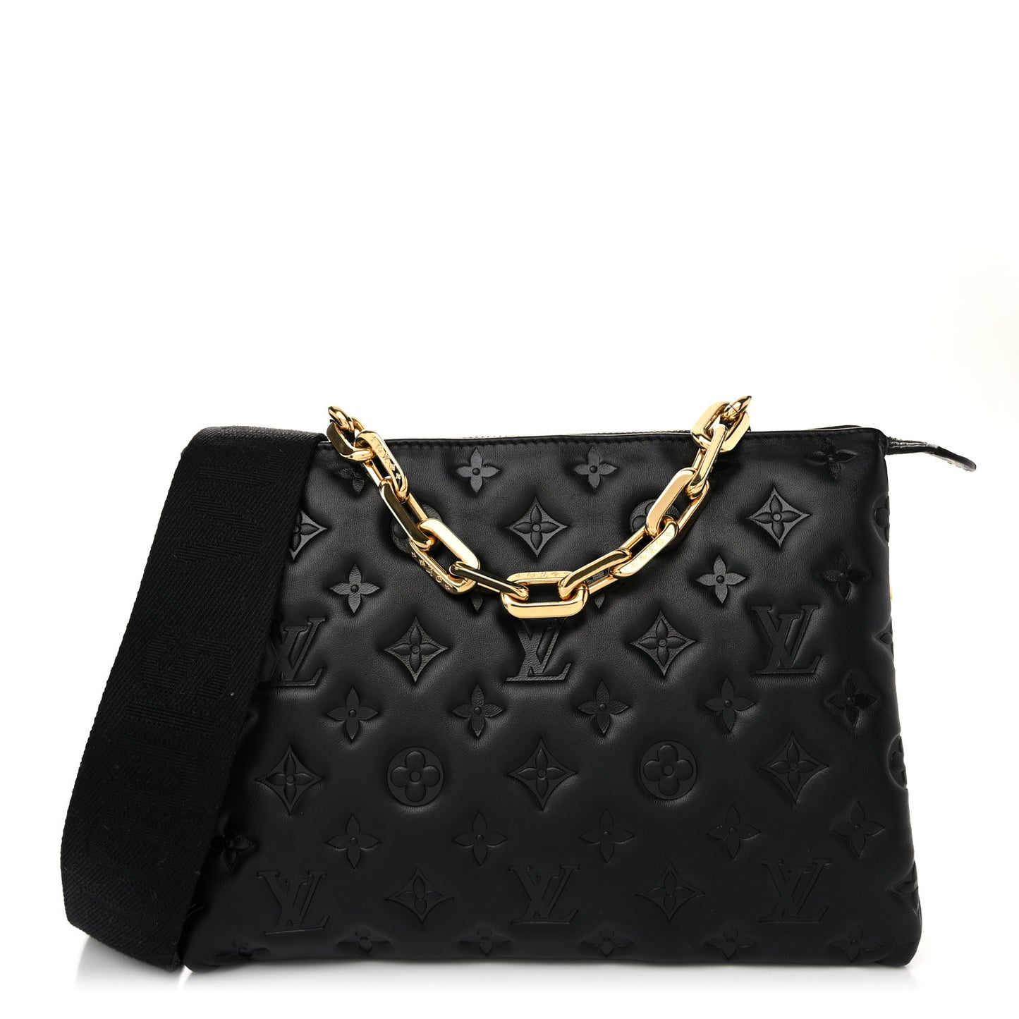 Lambskin Embossed Monogram Coussin PM Black