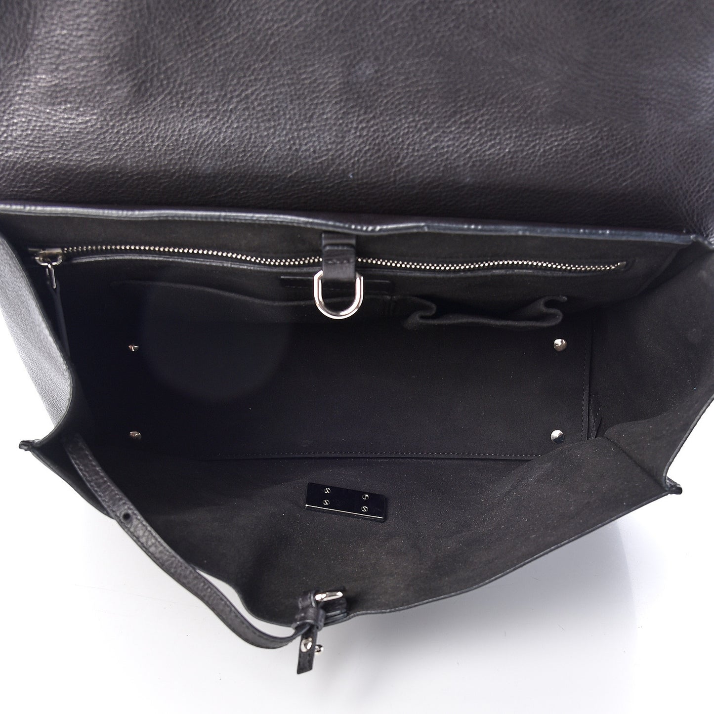 Grained Calfskin Medium Shark Lock Satchel Black