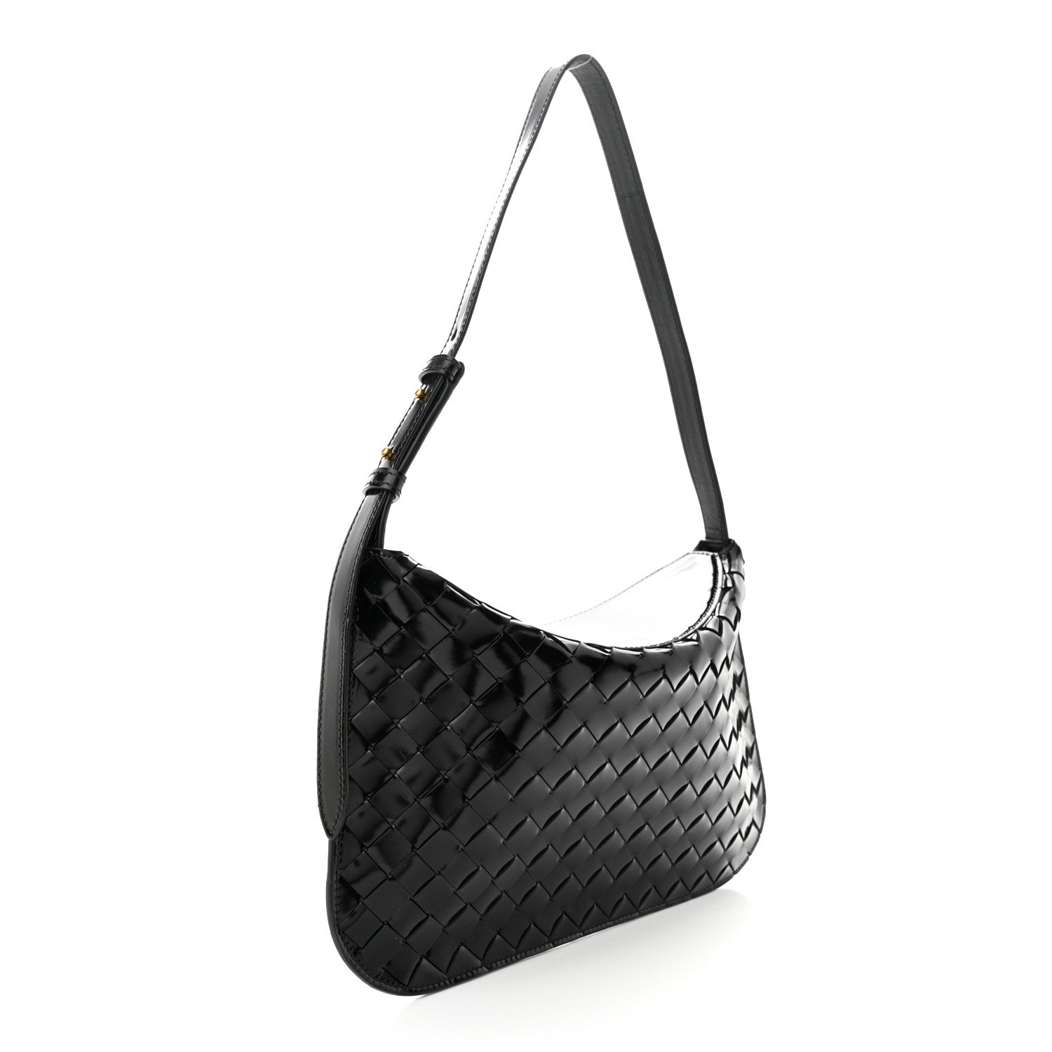 Bottega Veneta Patent Intrecciato Shoulder Bag Black 3 of 12