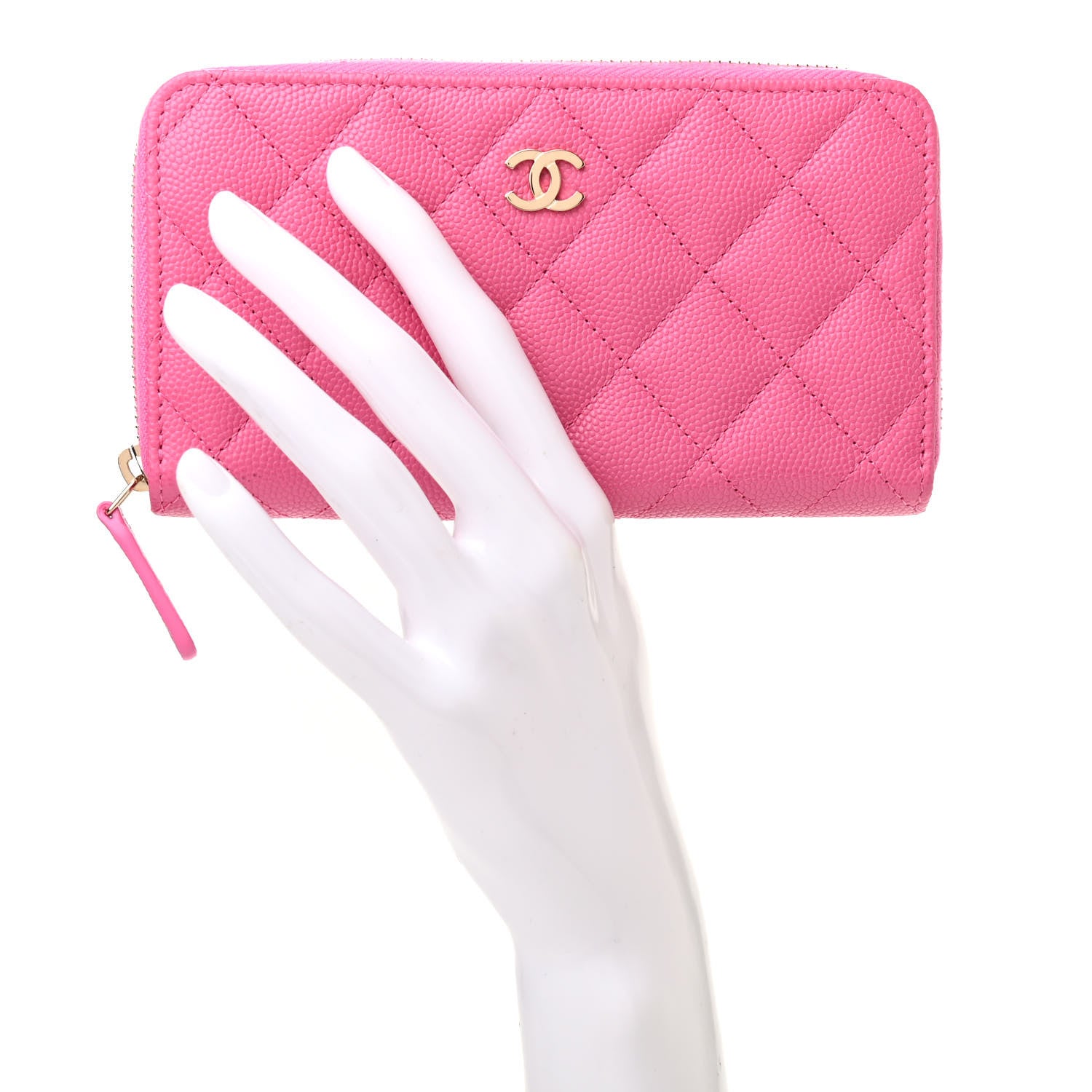 Chanel Caviar Quilted Medium Zip Around Wallet Pink 2 of 8