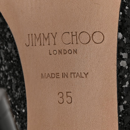 Jimmy Choo Coarse Glitter Pointy Toe Romy 85 Pumps 35 Black 7 of 8