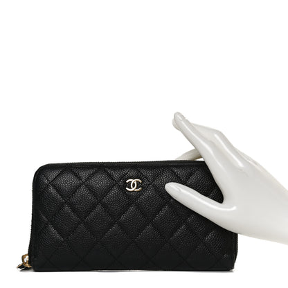 Chanel Caviar Quilted Large Gusset Zip Around Wallet Black 2 of 13