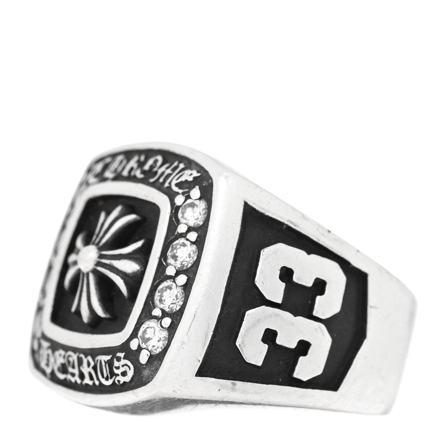 Chrome Hearts Sterling Silver Diamond Large Champion Ring 58 8.25 4 of 5