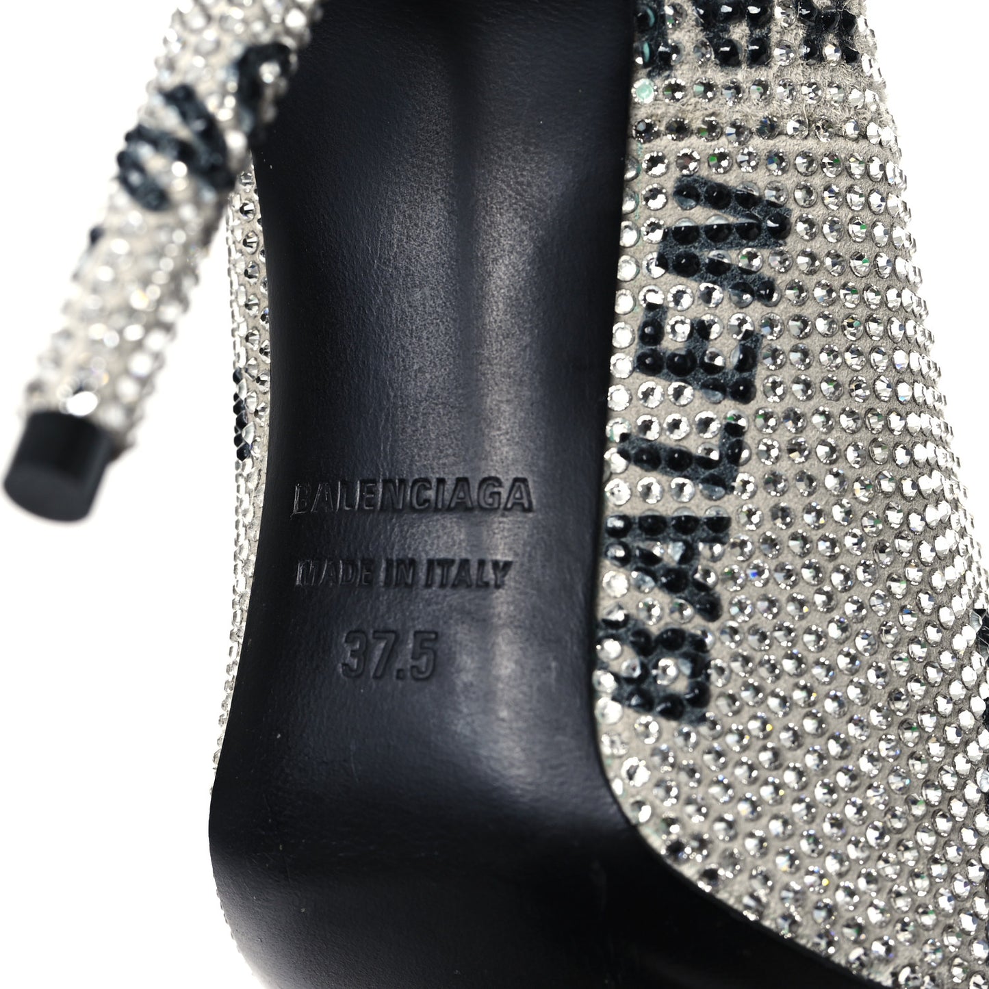 Strass Allover Logo Square Knife 110mm Pumps 37.5 Crystal Black