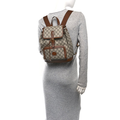 Gucci GG Supreme Monogram Azalea Calfskin Retro Interlocking G Buckle Backpack Beige Ebony Brown Sugar 2 of 11