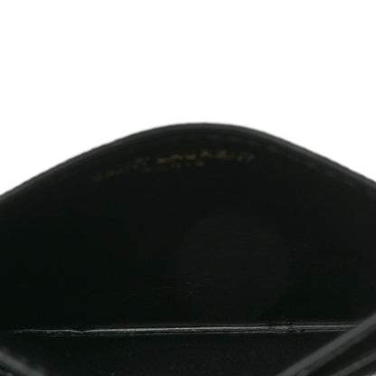 Saint Laurent Grain De Poudre Matelasse Chevron Monogram Credit Card Case Black 5 of 7