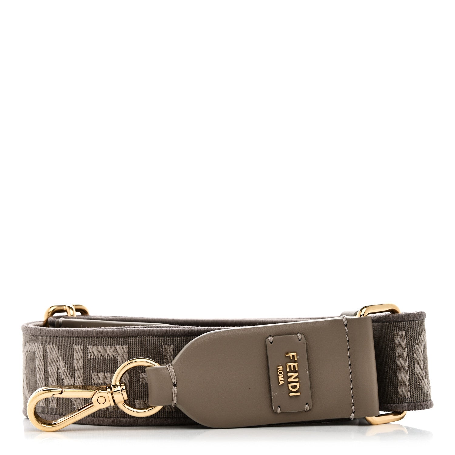 Fendi Jacquard Fabric Vitello FF Embroidered Adjustable Strap You Dove 1 of 4