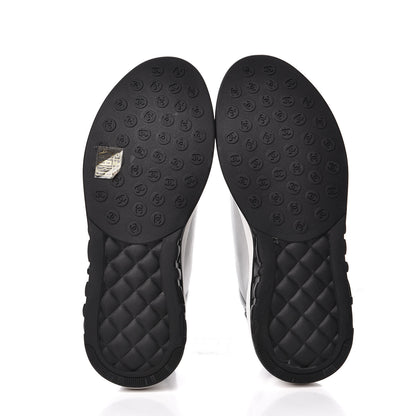Chanel Calfskin Mesh Lycra Womens Logo Sneakers 38.5 White Black 6 of 10