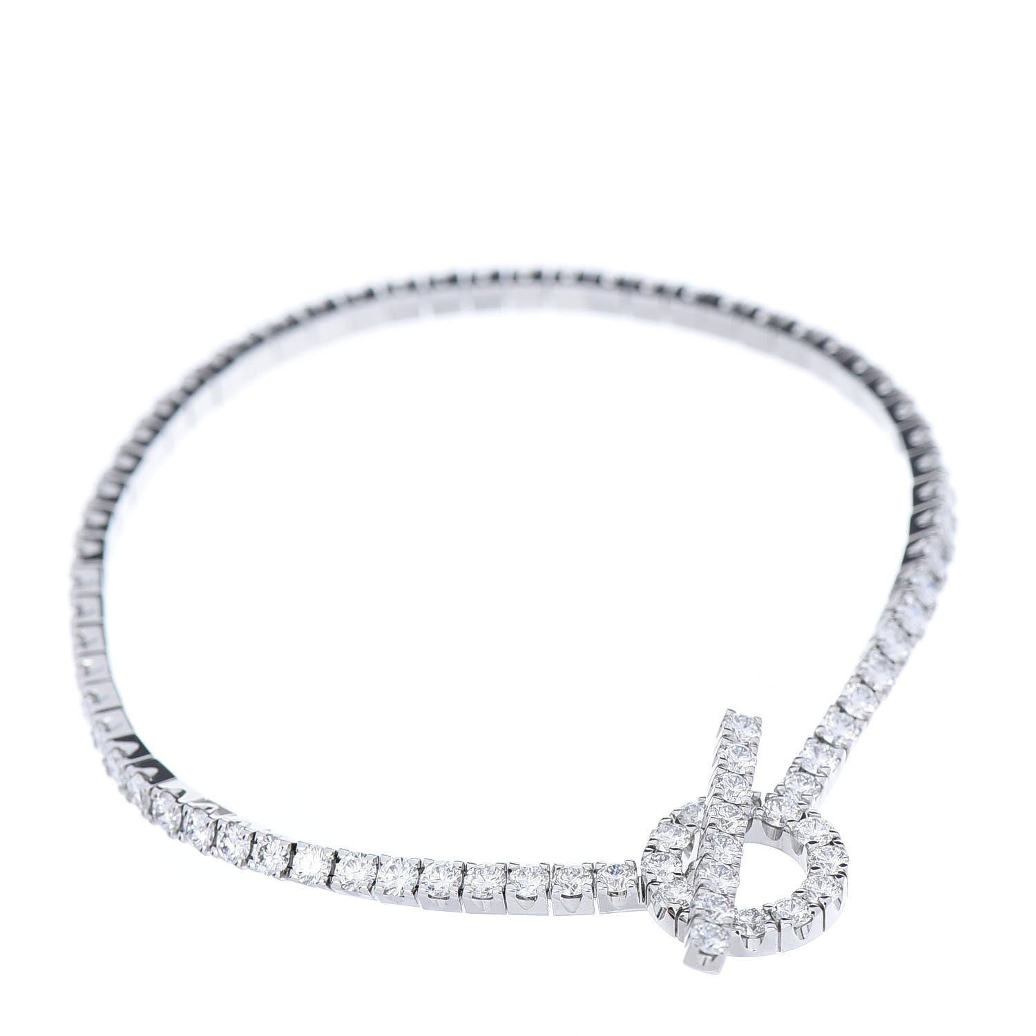 Hermes 18K White Gold Diamond Finesse Link Bracelet XS 1 of 4