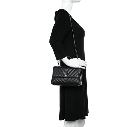 Chanel Caviar Chevron Quilted Mini Coco Handle Flap Black 2 of 10