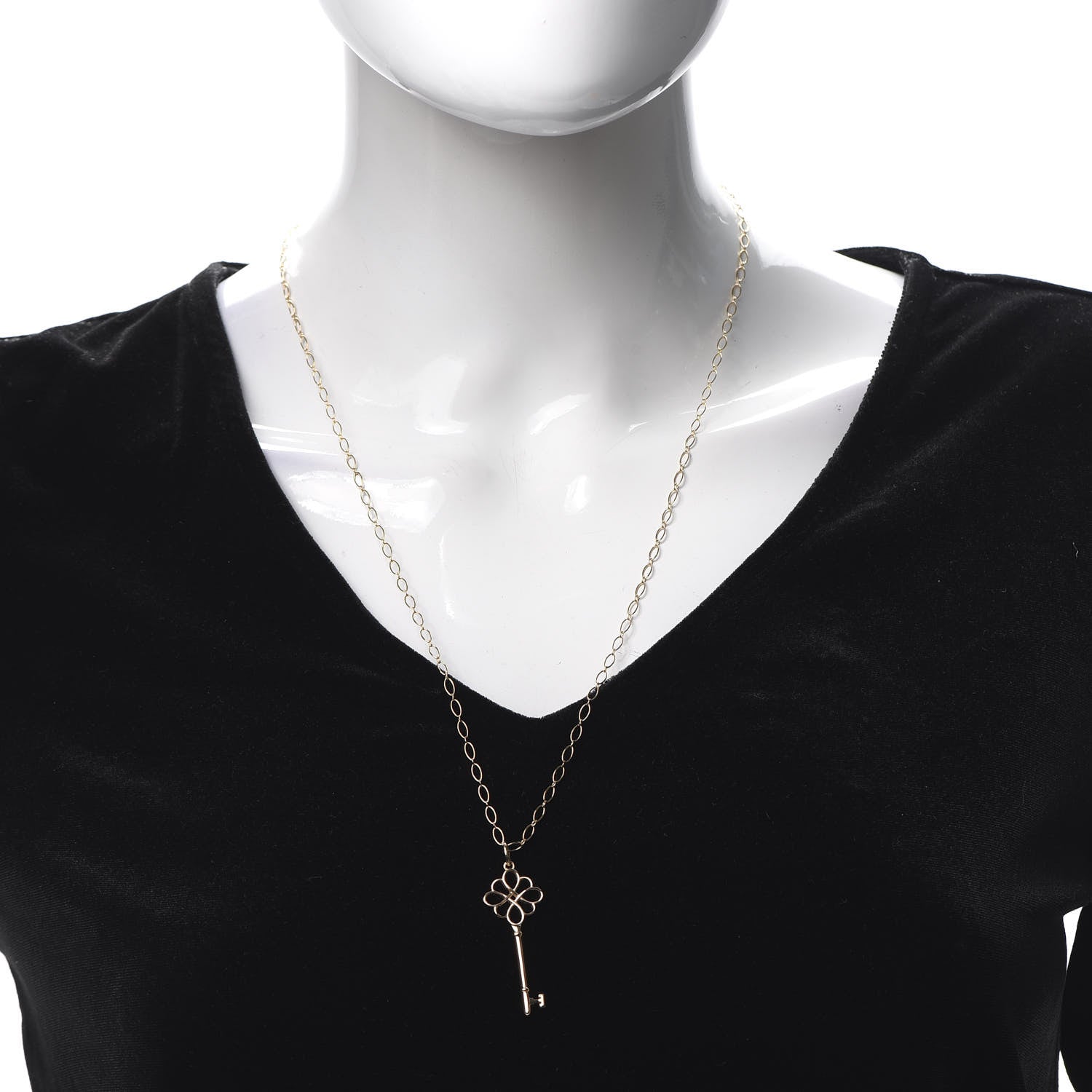 Tiffany 18K Rose Gold Knot Key Pendant Necklace 2 of 6