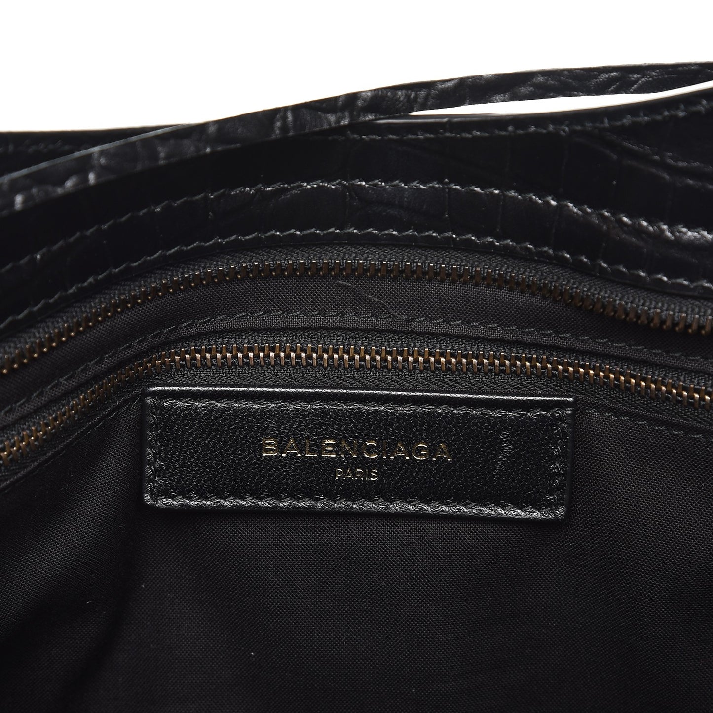 Calfskin Crocodile Embossed Classic Hardware City Black