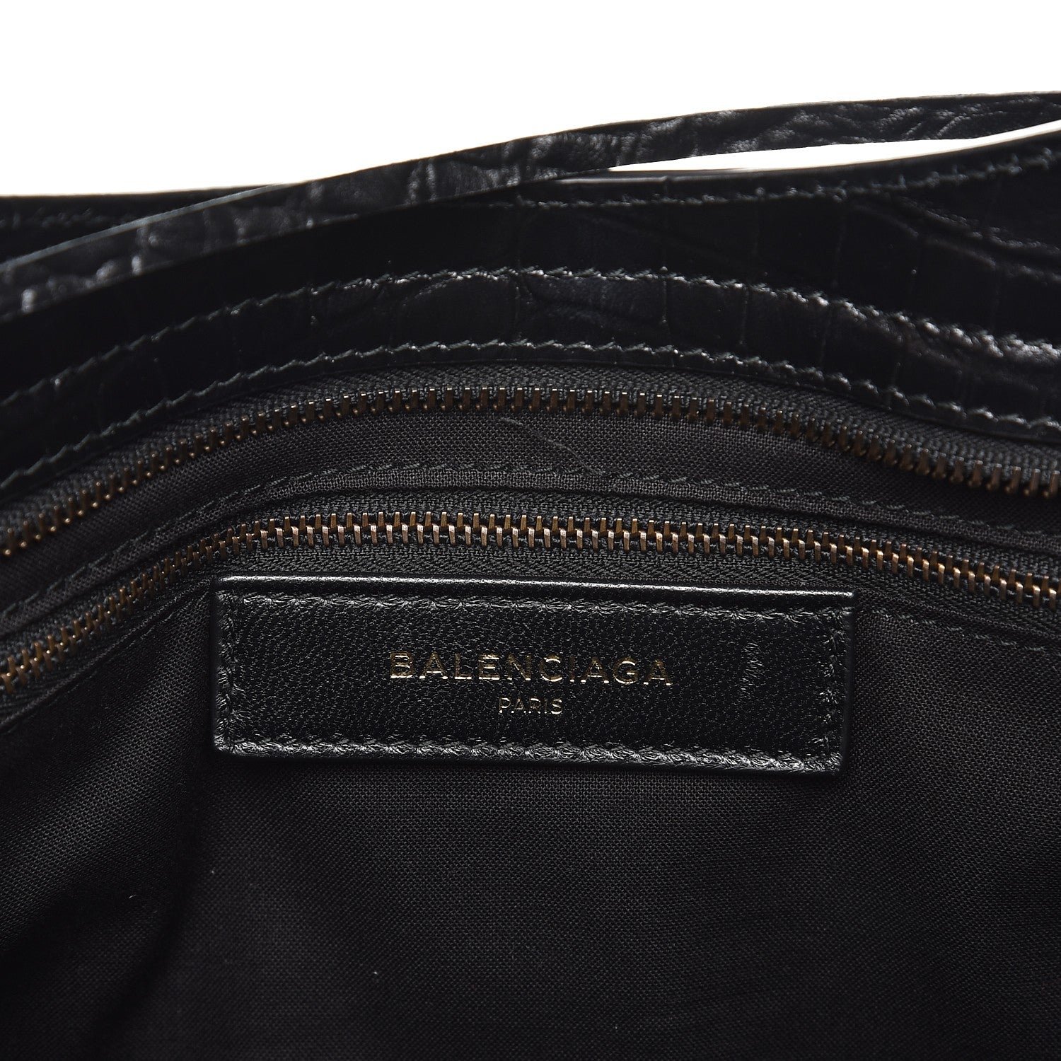 Balenciaga Calfskin Crocodile Embossed Classic Hardware City Black 9 of 10