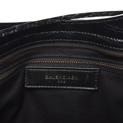Balenciaga Calfskin Crocodile Embossed Classic Hardware City Black 9 of 10