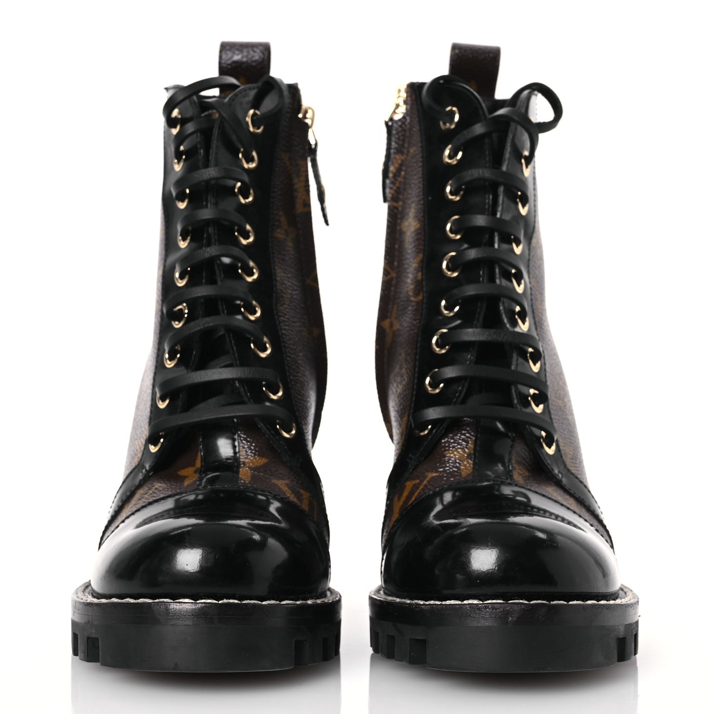 Patent Calfskin Monogram Star Trail Ankle Boots 37 Black