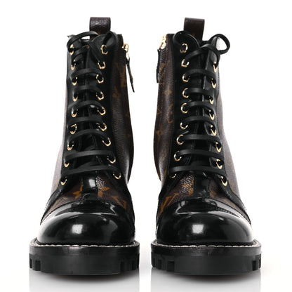Louis Vuitton Patent Calfskin Monogram Star Trail Ankle Boots 37 Black 2 of 12