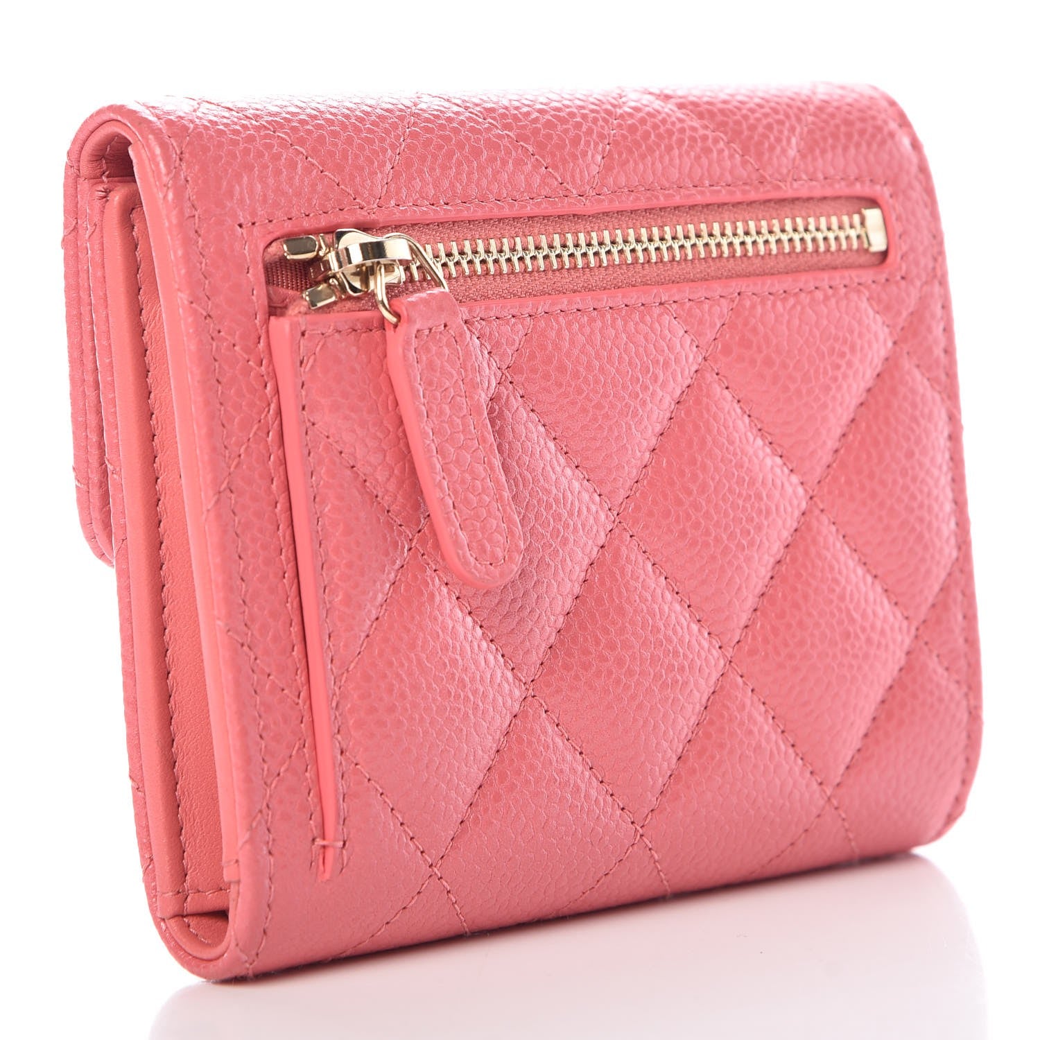 Chanel Caviar Quilted Compact Flap Wallet Pink 3 of 9