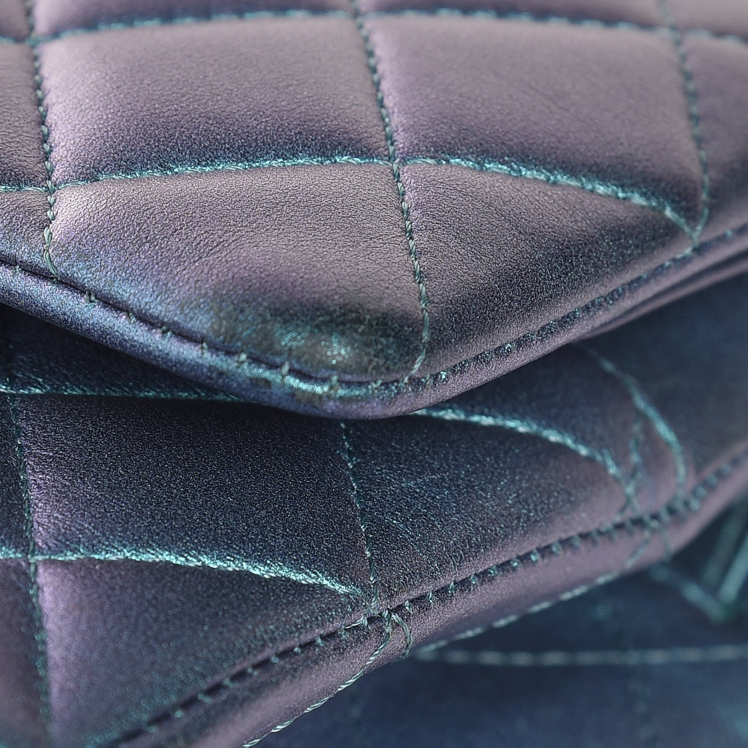Chanel Metallic Lambskin Quilted Medium Double Flap Turquoise 12 of 14
