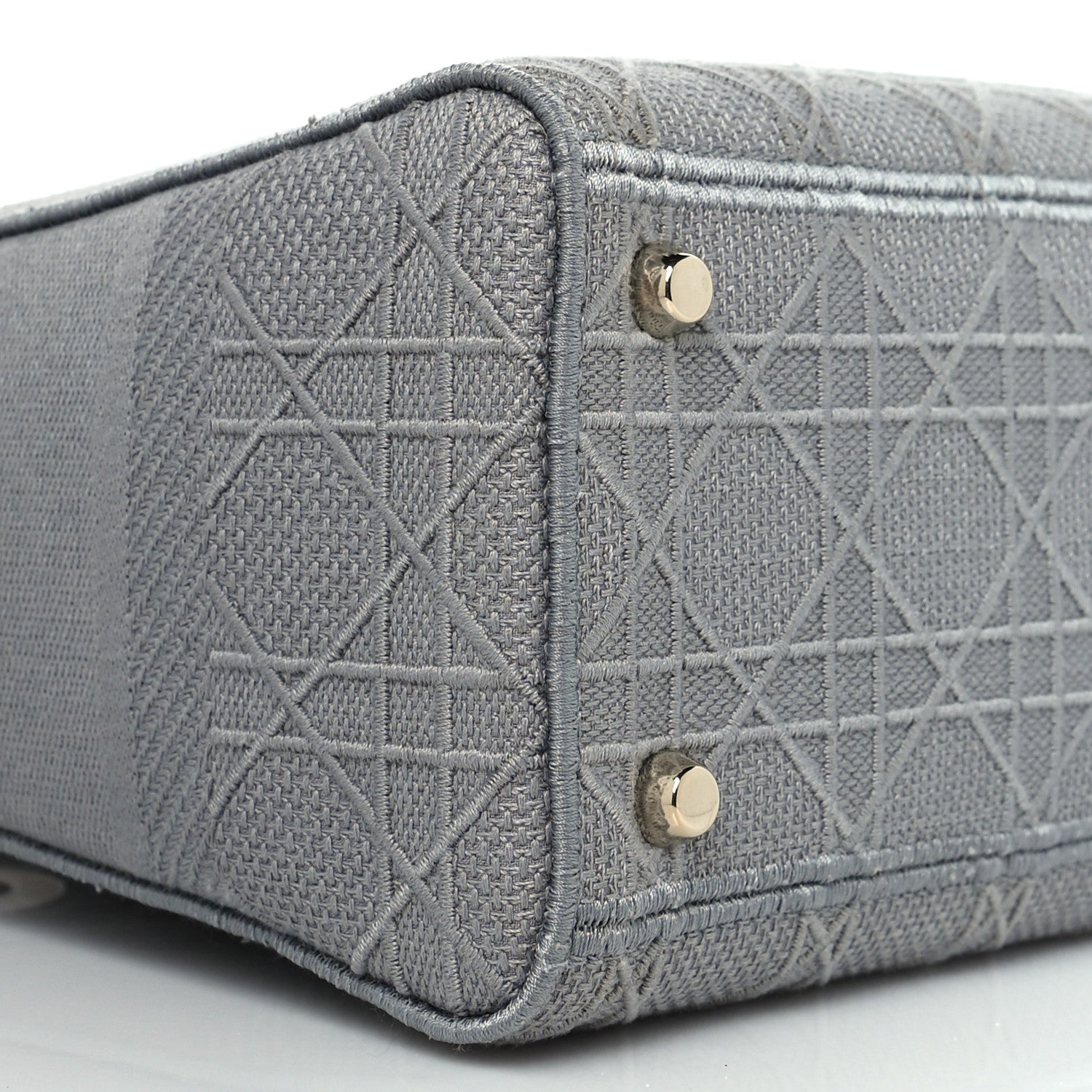 Christian Dior Canvas Embroidered Cannage Medium Lady D-Lite Gray 8 of 10