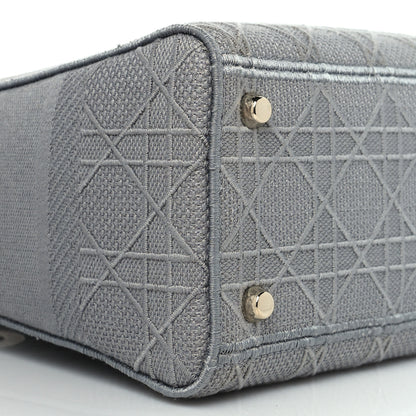 Christian Dior Canvas Embroidered Cannage Medium Lady D-Lite Gray 8 of 10