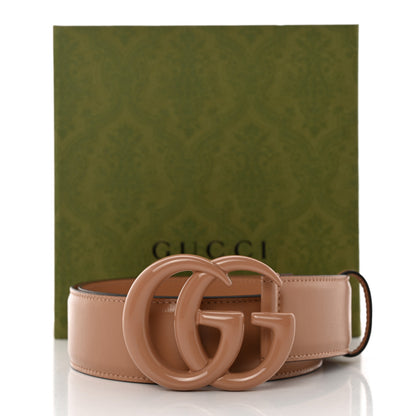 Gucci Azalea Calfskin Enamel Monochrome Double G 40mm Belt 80 32 Camelia 7 of 7