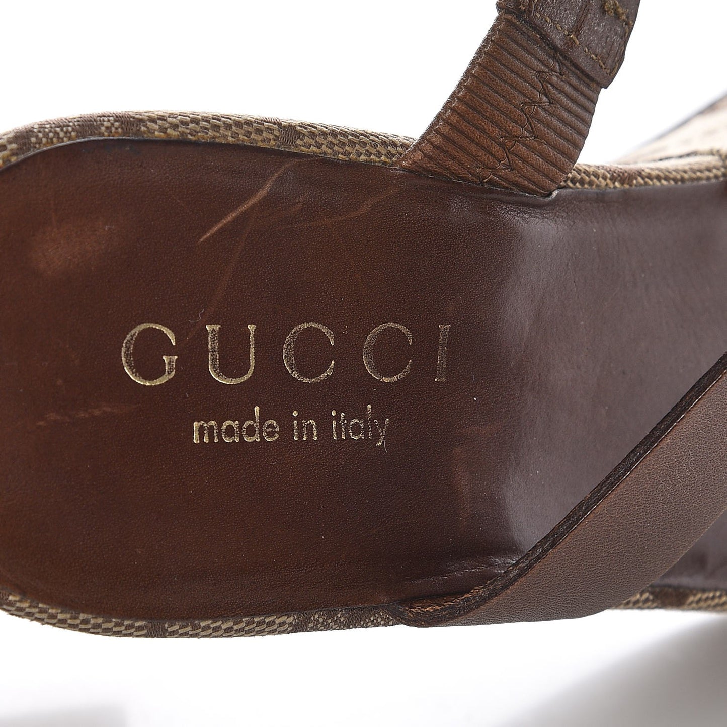 Monogram Calfskin Wedge Sandals 7 Brown