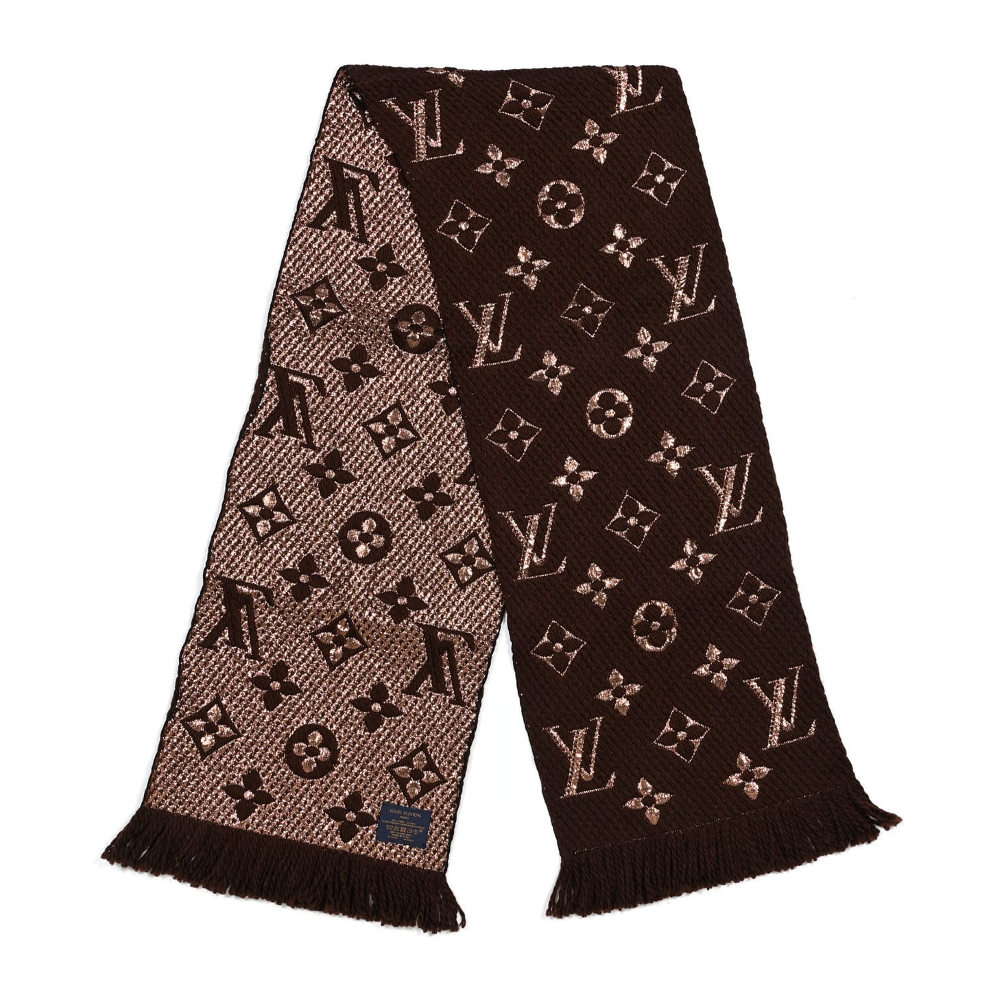 Wool Silk Logomania Shine Scarf Marron