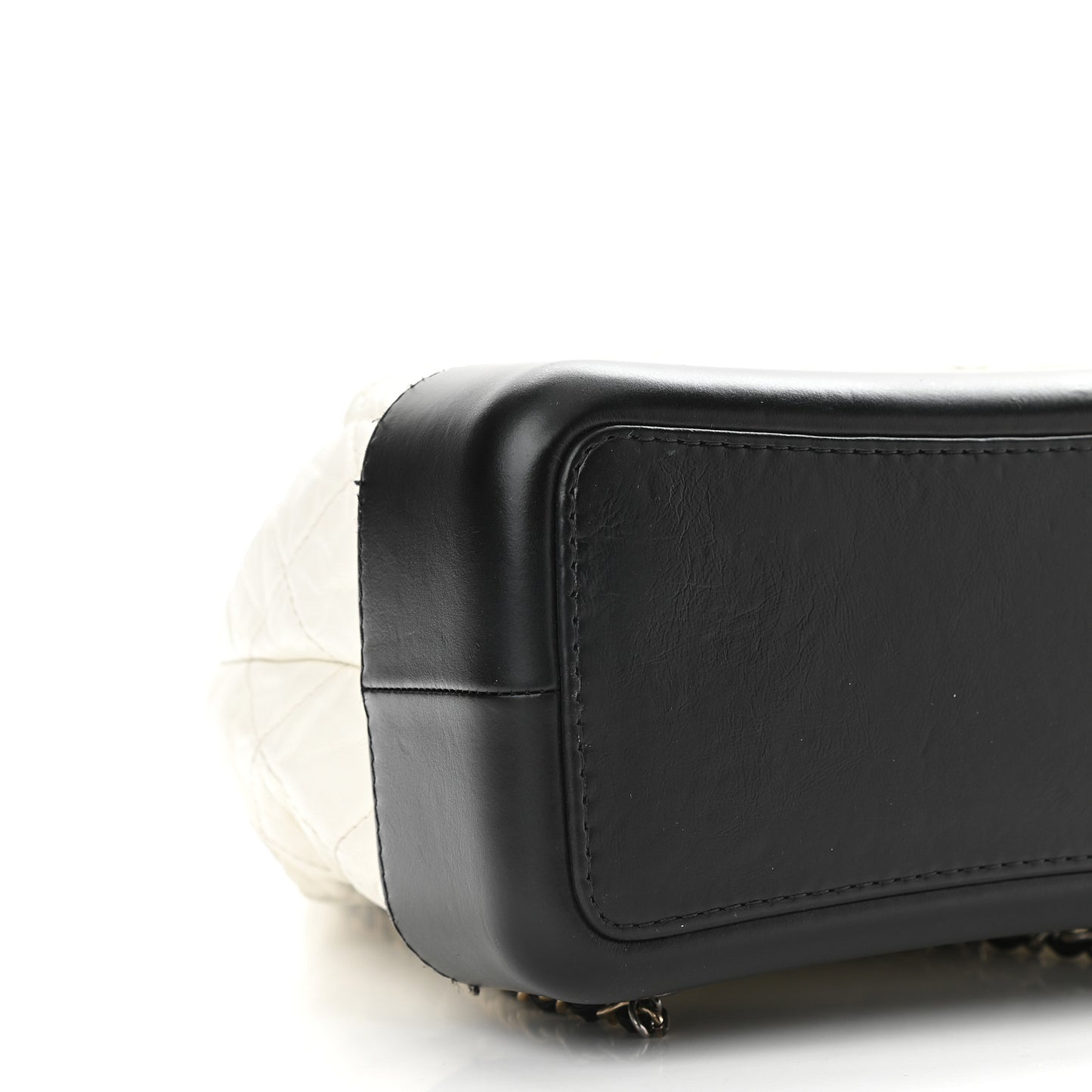 Aged Calfskin Quilted Gabrielle Backpack Black White