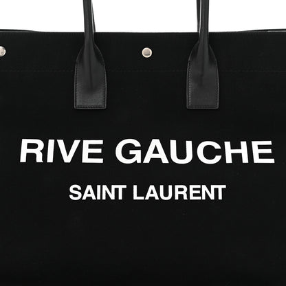 Saint Laurent Linen Calfskin Rive Gauche Tote Black 8 of 10