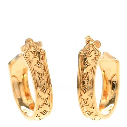 Louis Vuitton Metal Nanogram Sweet Dreams Hoop Earrings PM Gold 1 of 5