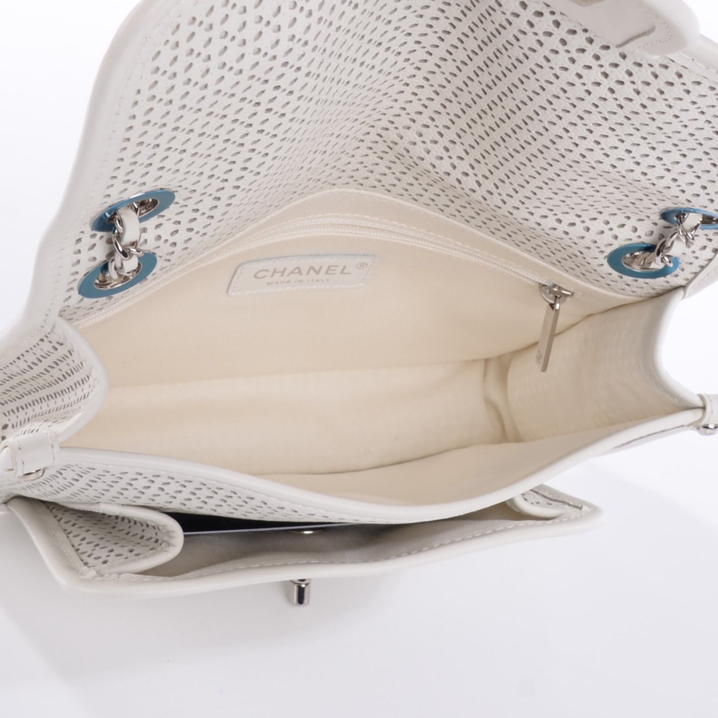 Perforated Calfskin Small Up In The Air Flap Ivory