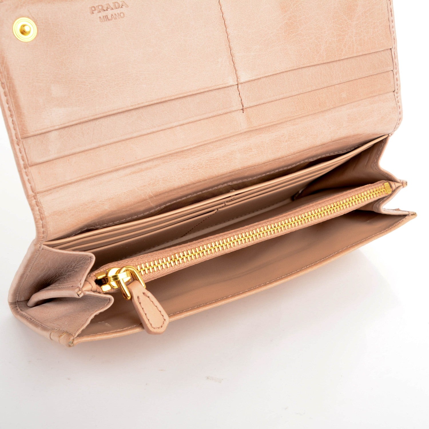 Prada Vitello Shine Continental Flap Wallet Cipria 5 of 8