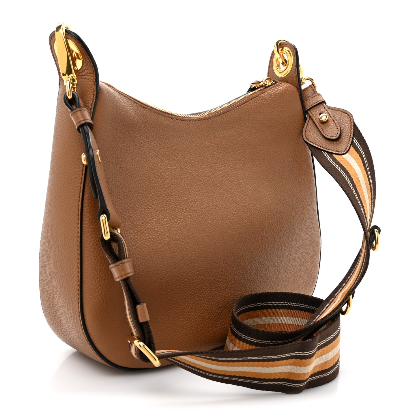 Vitello Phenix Zippered Messenger Hobo Cammeo
