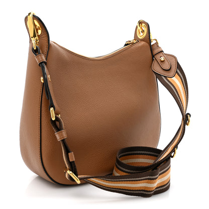 Prada Vitello Phenix Zippered Messenger Hobo Cammeo 2 of 10