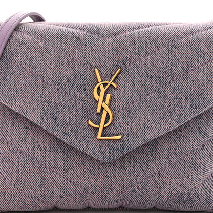 Saint Laurent Denim Y Quilted Monogram Toy Loulou Crossbody Bag Bleached Lilac 8 of 10