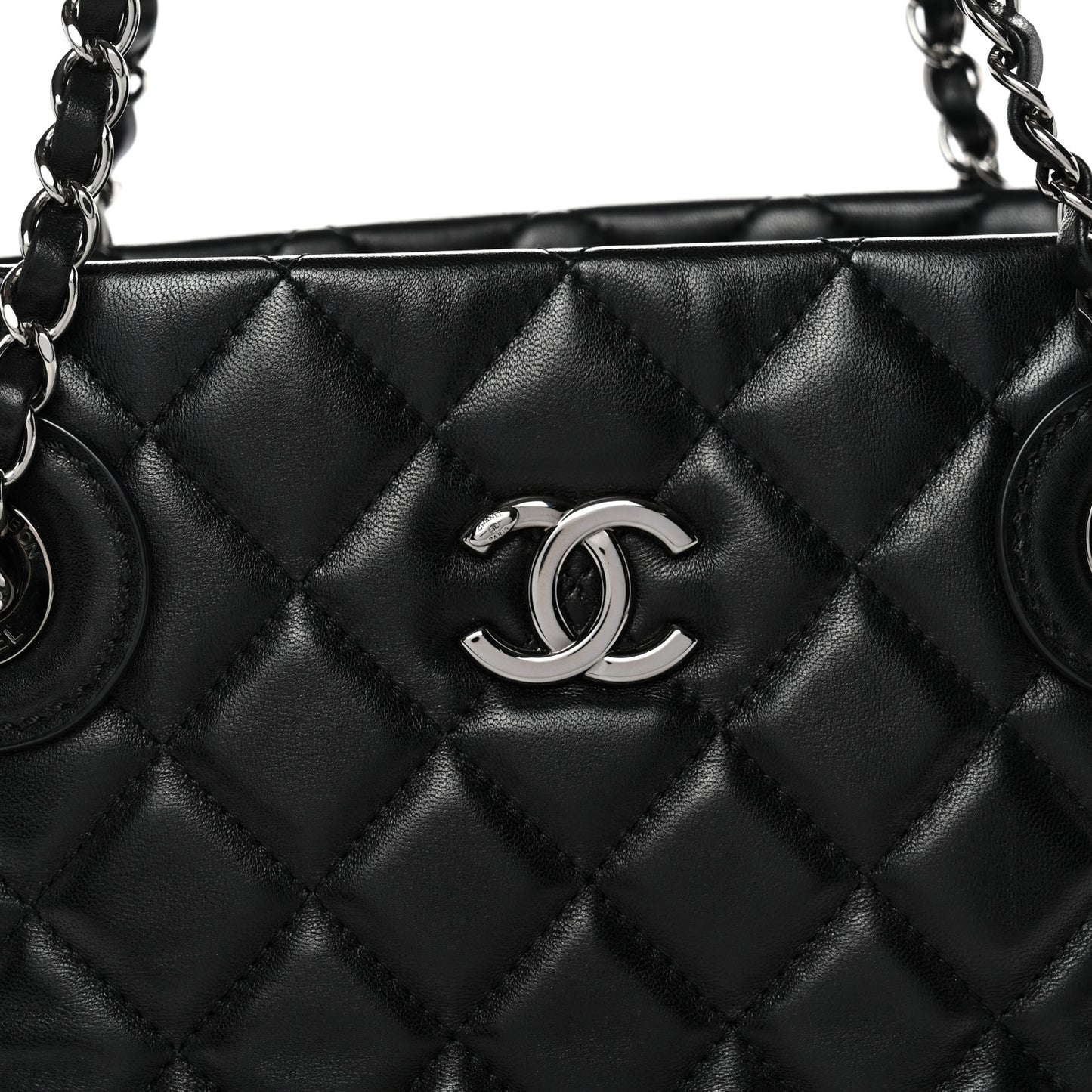 Lambskin Quilted Small Coco Loop Tote Black