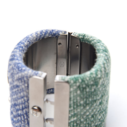 Chanel Knit CC Cuff Blue Green 4 of 5
