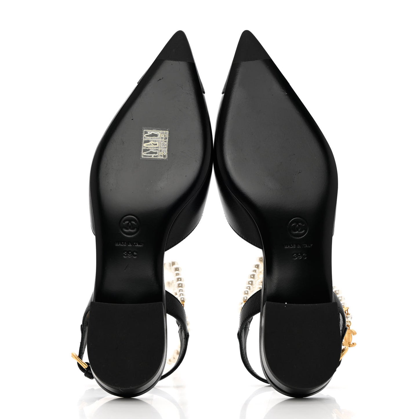 Lambskin Grosgrain Cap Toe Pearl Slingbacks 39 Black