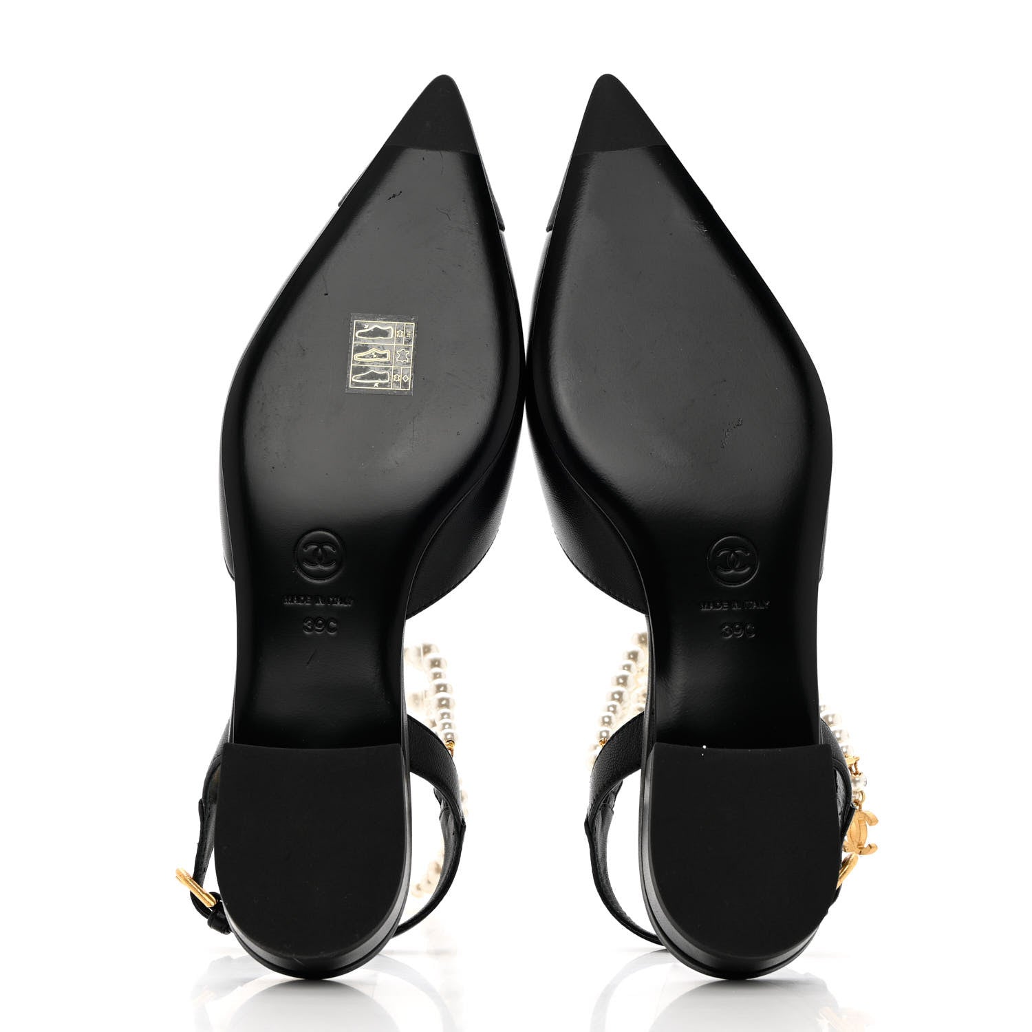 Chanel Lambskin Grosgrain Cap Toe Pearl Slingbacks 39 Black 5 of 14