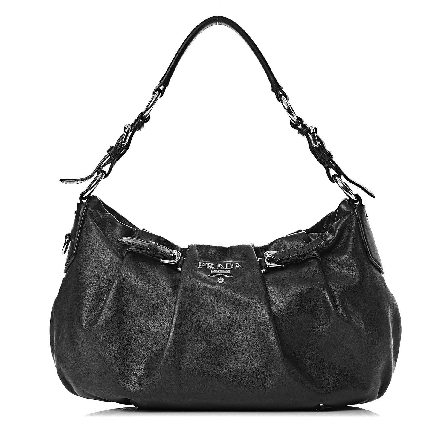 Soft Calfskin Pleated Hobo Black
